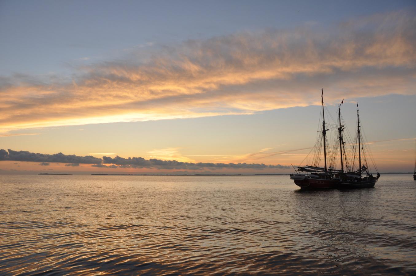Ship in the sunset