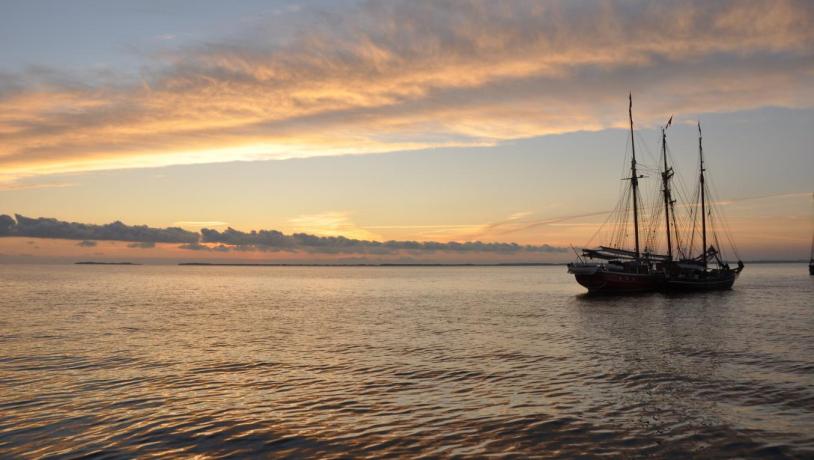 Ship in the sunset