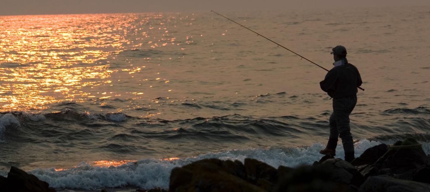 Fishing at sunset