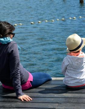 Mother and child  at the habour