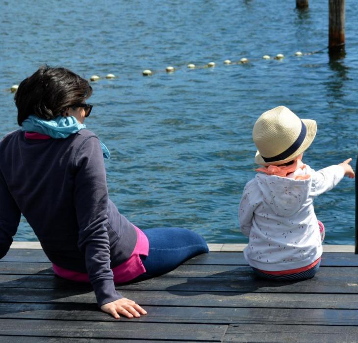 Mother and child  at the habour